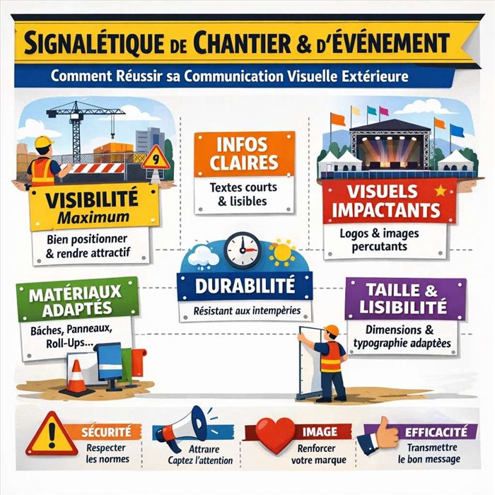 Signalétique de chantier et d'événement : comment réussir sa communication visuelle extérieure ?