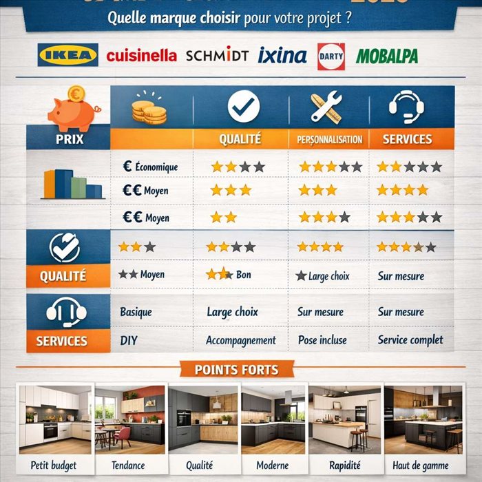 Comparatif cuisinistes 2026 : quel choix selon budget et style ?