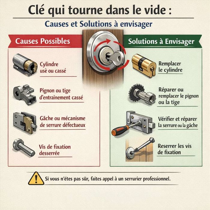 Clé qui tourne dans le vide : causes et solutions pour réparer